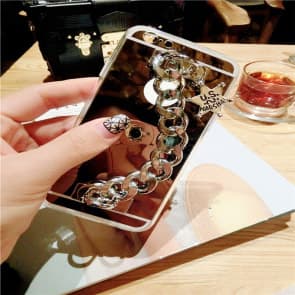 Metal Chain Clutch Reflective Case for iPhone 6 6s With Emblem