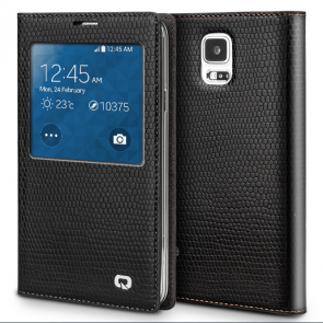Executive Premium Handcrafted Leather S-View Case for Galaxy S5 Black Lizard Scales