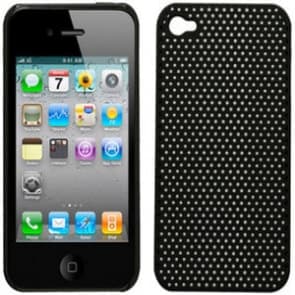 iPhone 4 Negro Perforado Funda De Snap Tacto Suave Genérica Flexgrip Incase Griffin